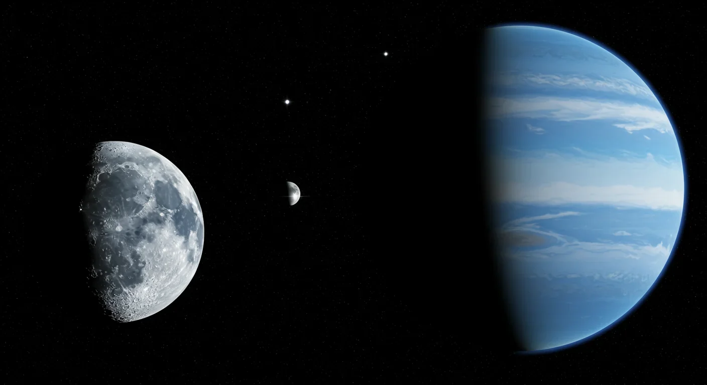 Gas giant planet with potentially habitable moon orbiting in a binary star system with two distant suns