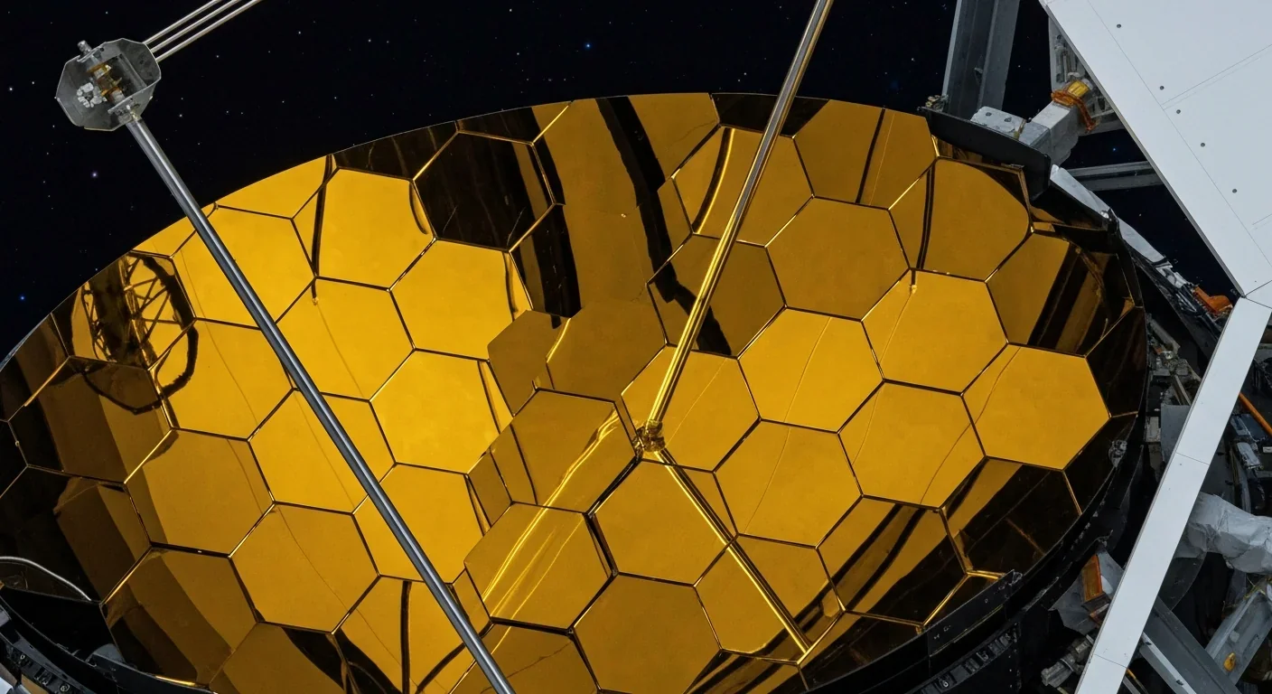James Webb Space Telescope golden mirror segments capturing infrared light from distant celestial objects