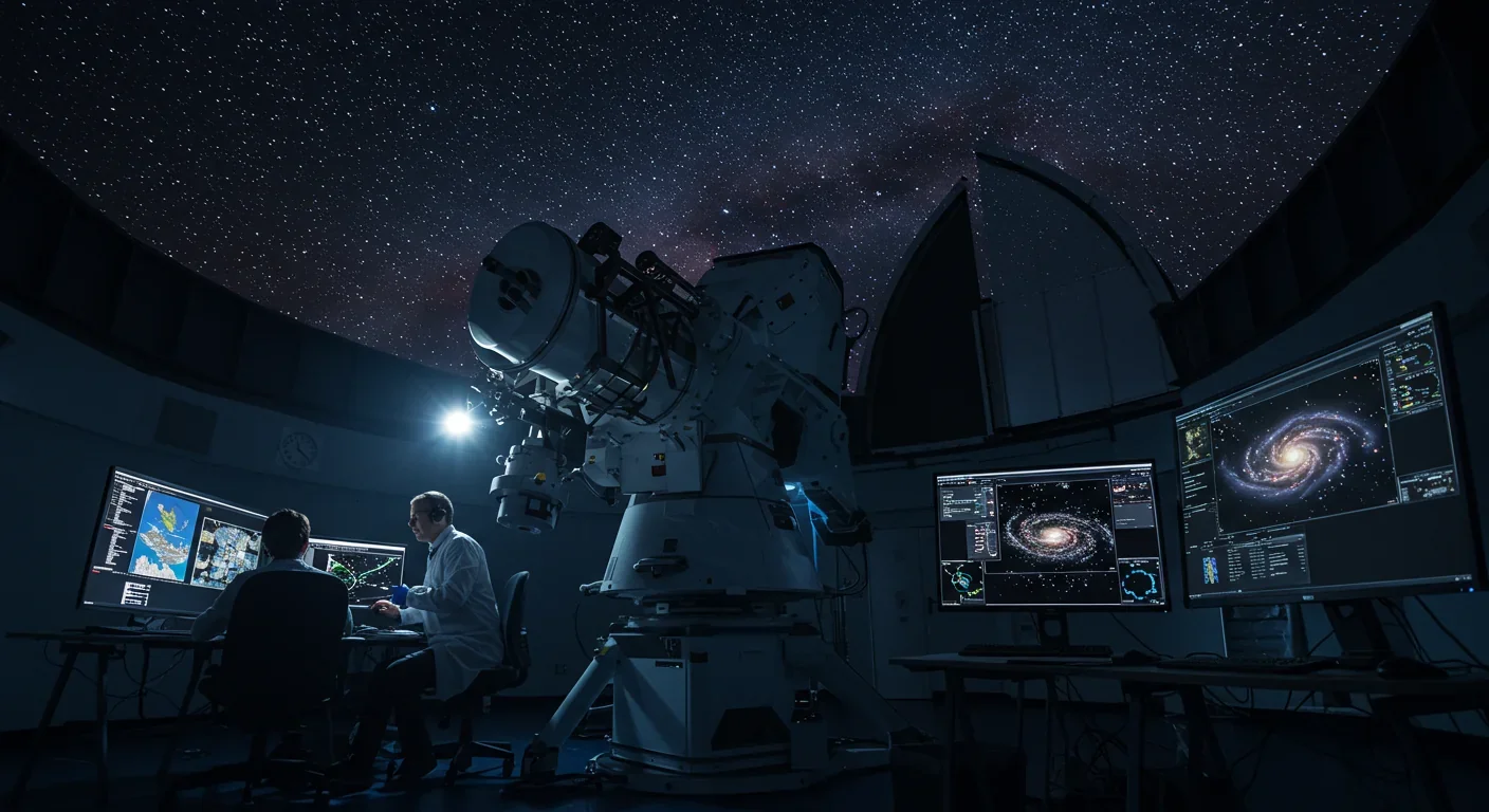 Astronomer conducting galaxy survey observations to map cosmic voids and large-scale structure