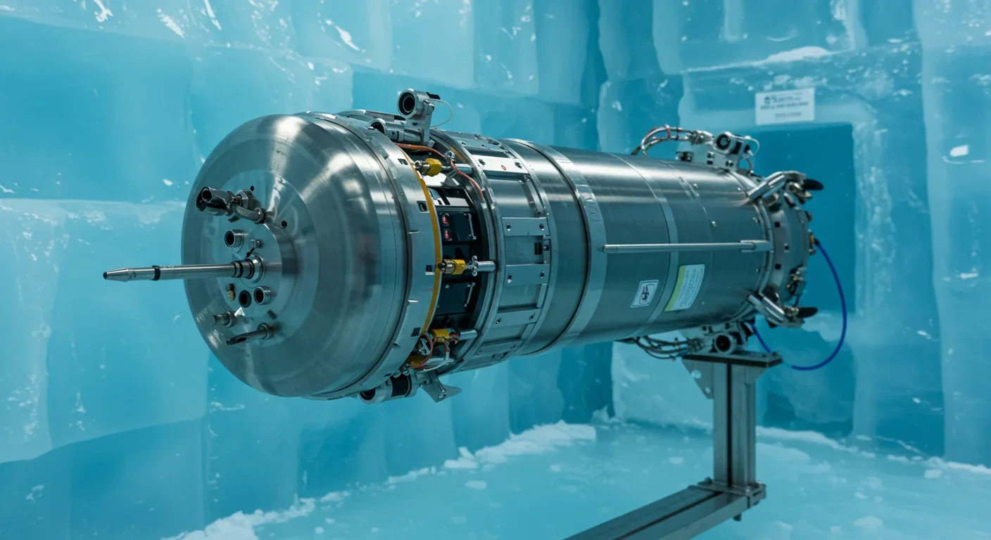 Cryobot drilling probe prototype during Antarctic ice testing