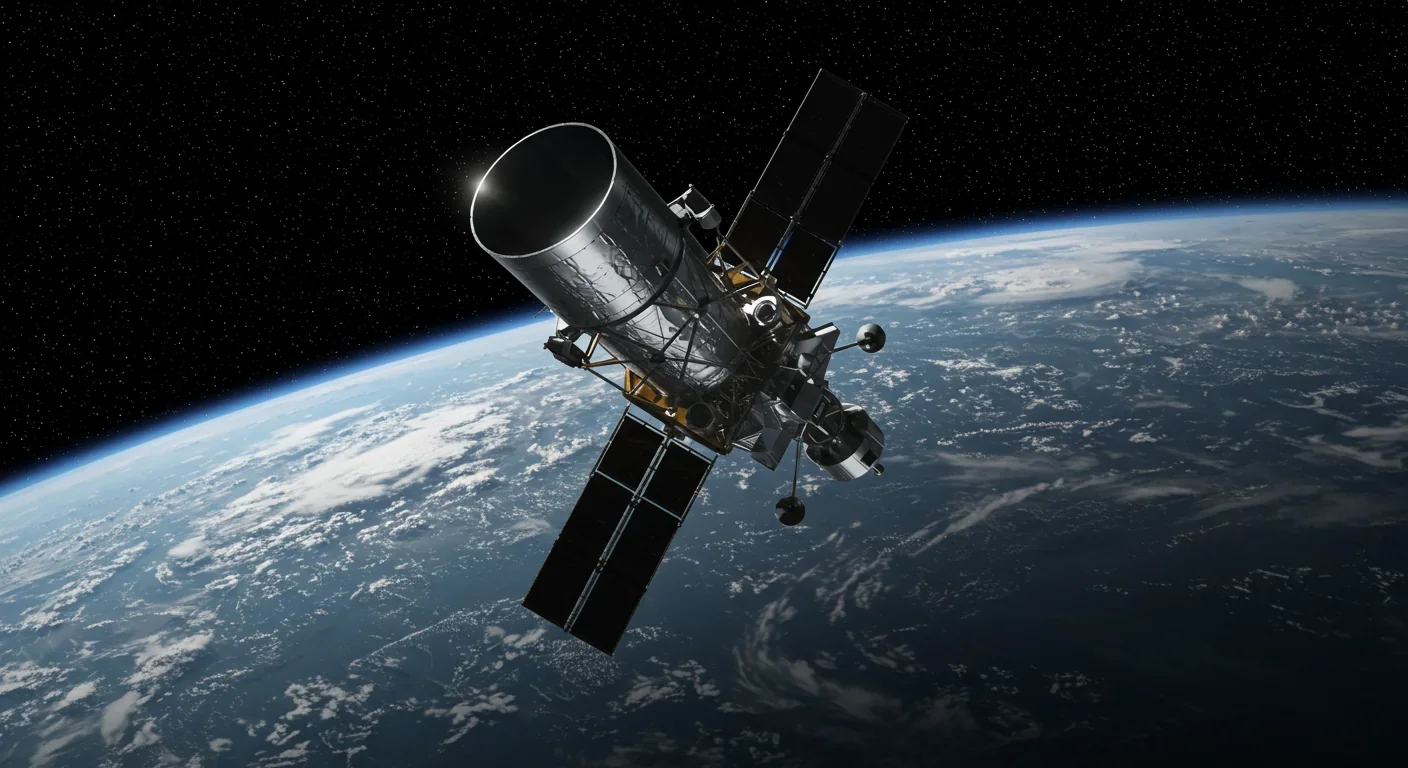 James Webb Space Telescope orbiting Earth with its golden mirrors deployed