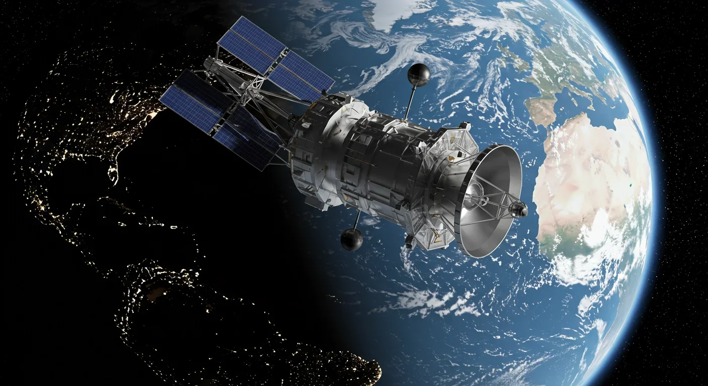 NASA's Nancy Grace Roman Space Telescope orbiting Earth with solar panels deployed and mirror visible in space