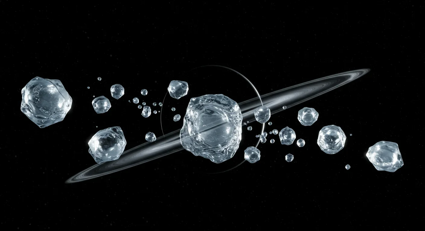 Microscopic view of water ice particles that make up Haumea's ring system