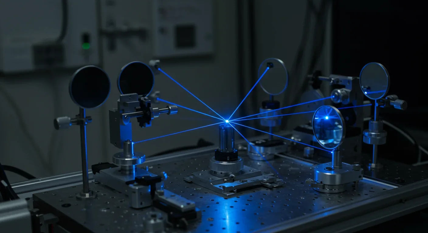Precision optical equipment in physics laboratory for quantum experiments