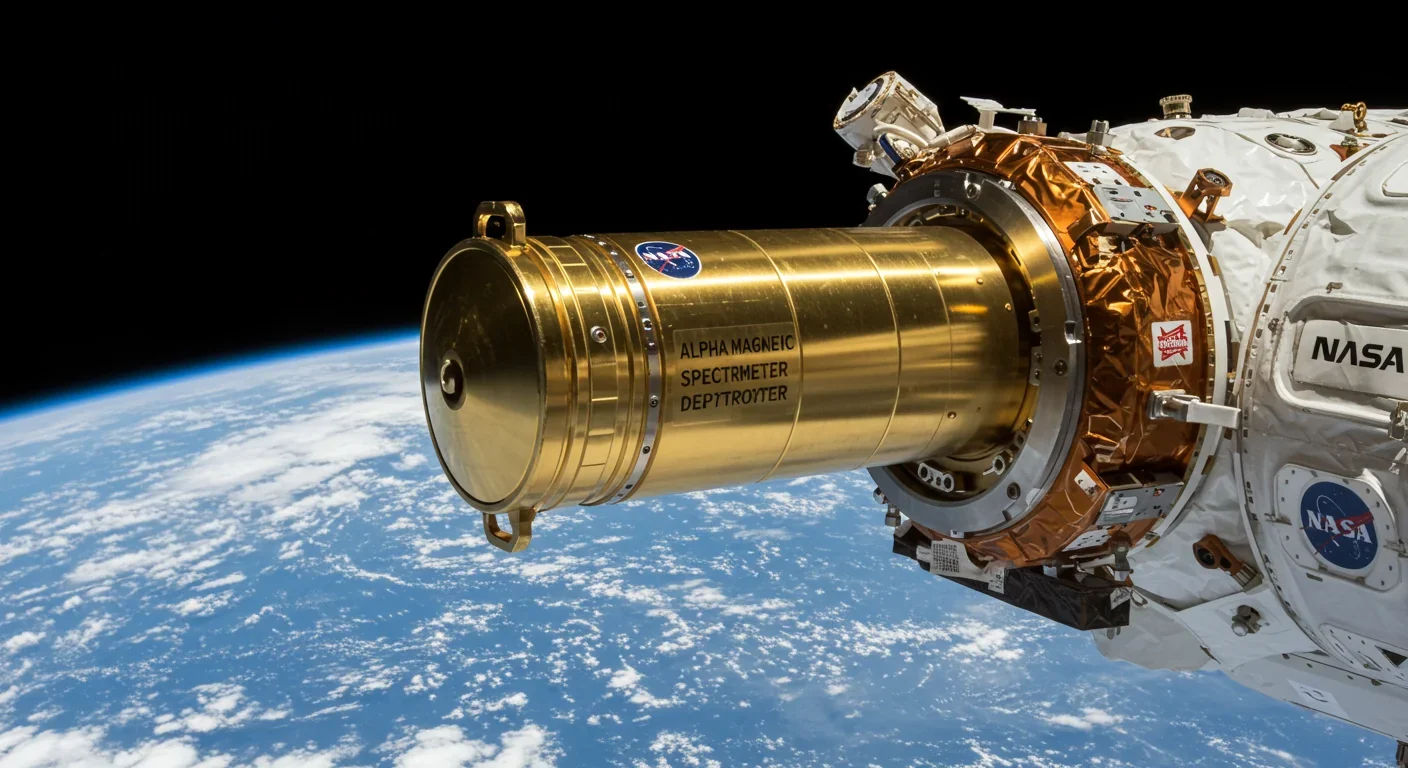 Alpha Magnetic Spectrometer mounted on International Space Station exterior