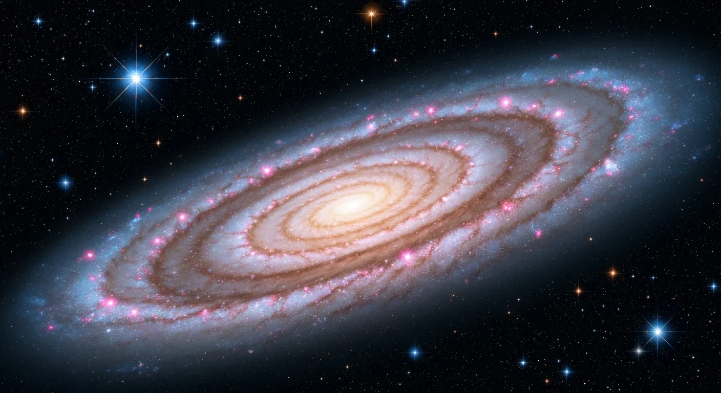 Spiral galaxy showing bright star-forming regions along its arms where molecular clouds collapse
