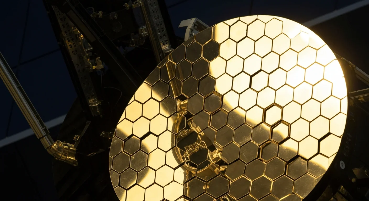James Webb Space Telescope's golden hexagonal mirror segments designed to observe star formation