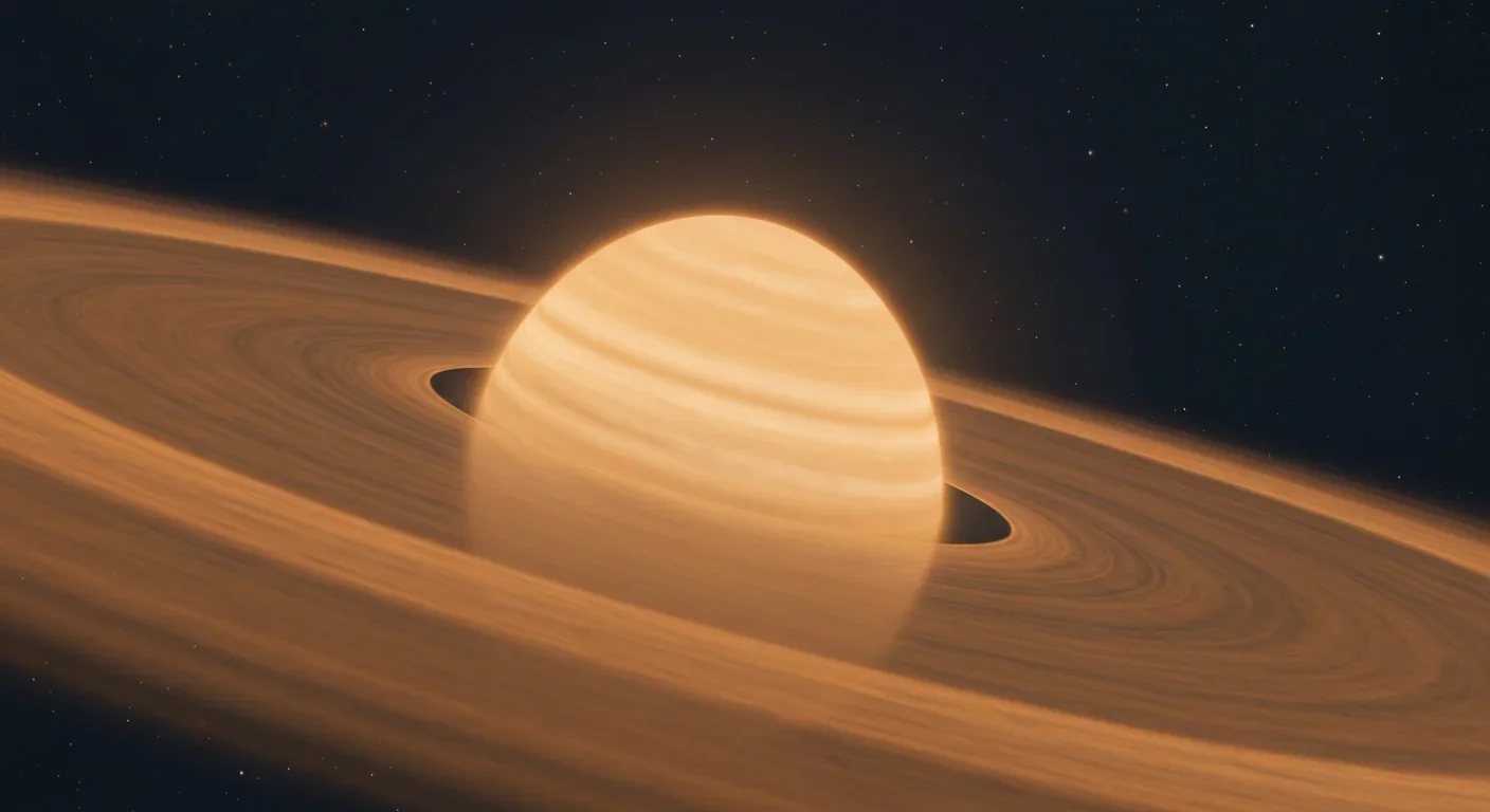 Protoplanetary disk with visible gaps and rings indicating planets forming within the disk structure