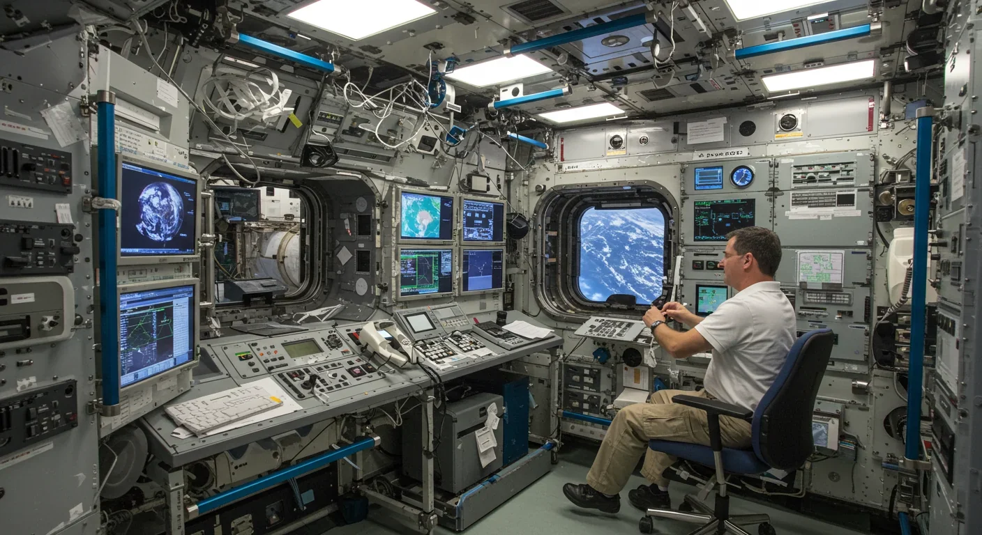 Astronaut using DTN-enabled communication systems aboard the ISS