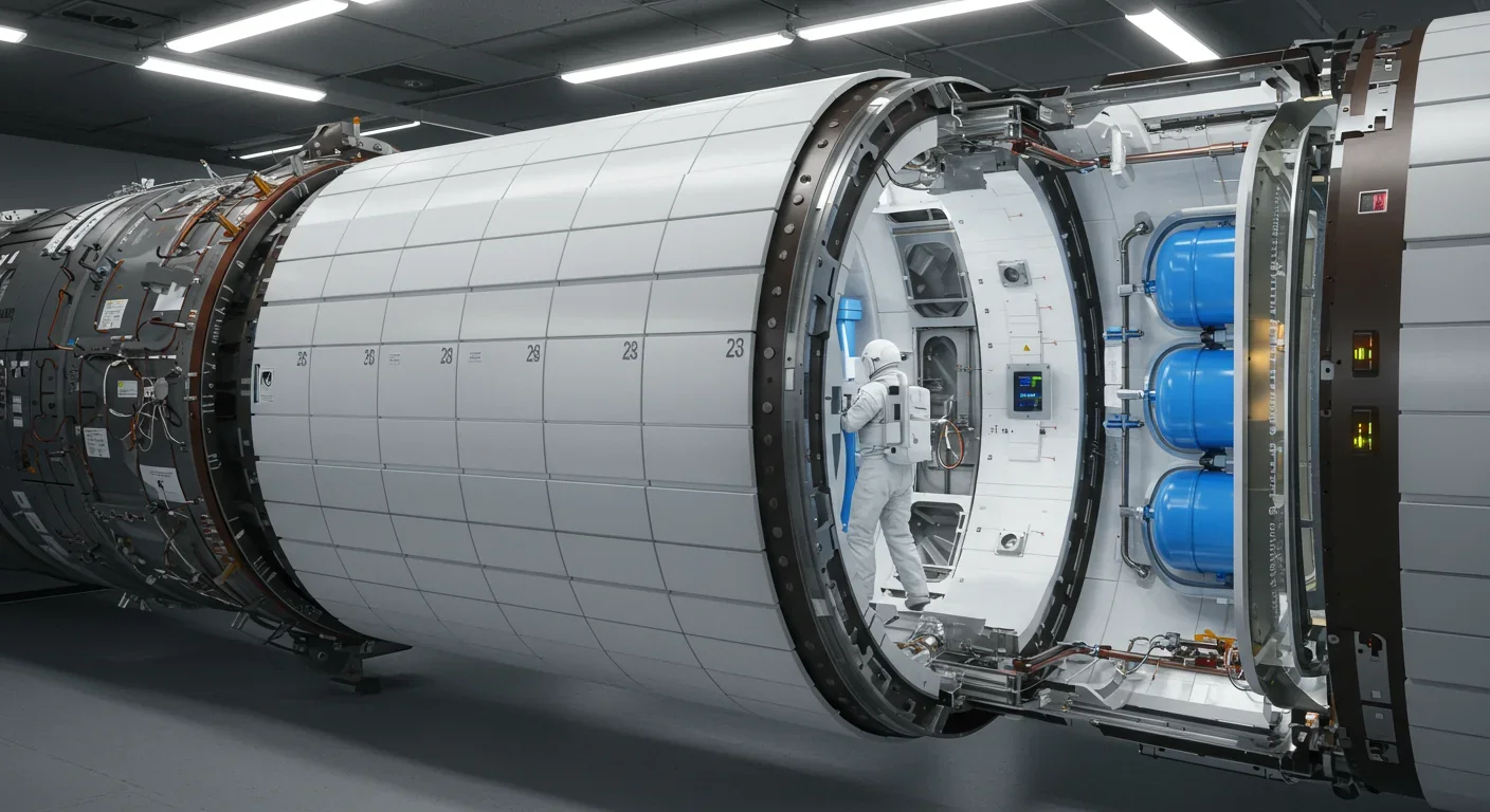 Cross-section of Mars habitat showing regolith shielding and interior living space