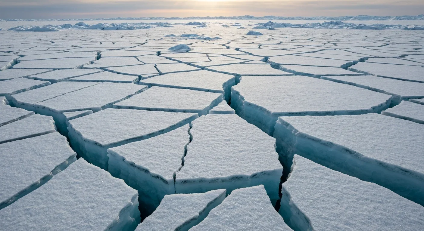 Fractured ice terrain on Miranda showing evidence of global expansion from ocean refreezing