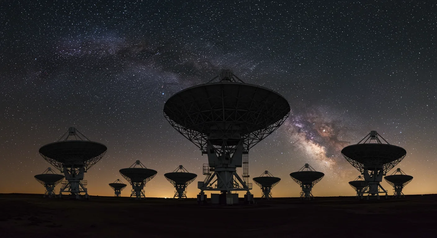 Radio telescope array observing galaxies to test gravity theories