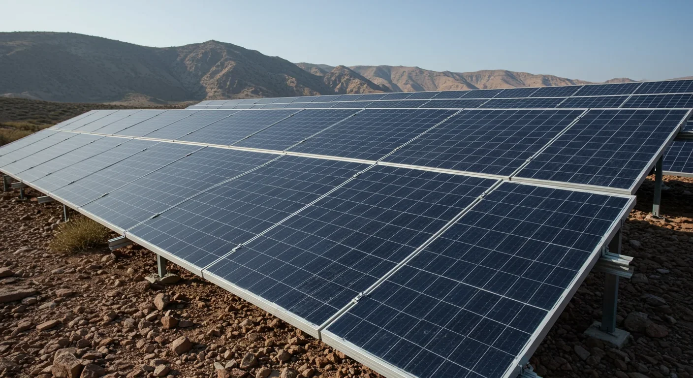 Solar panels installed on elevated rocky terrain