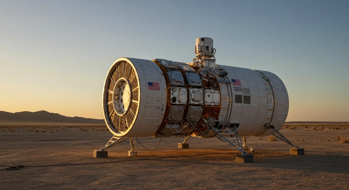 Space habitat module in desert testing environment