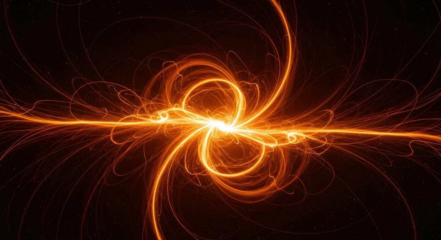 The Sun's corona showing plasma streams and magnetic field structures