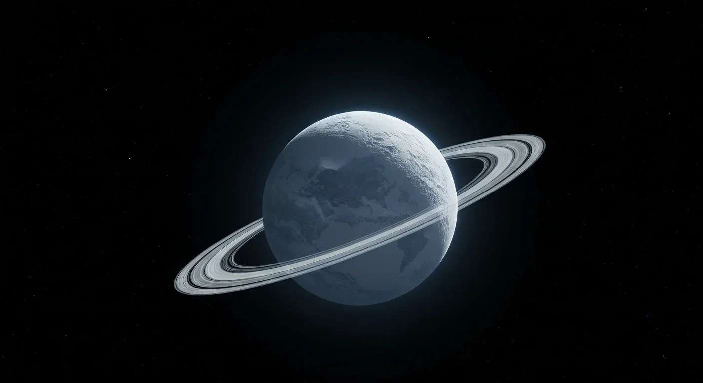 Artistic representation of Quaoar with its anomalous ring system beyond the Roche limit