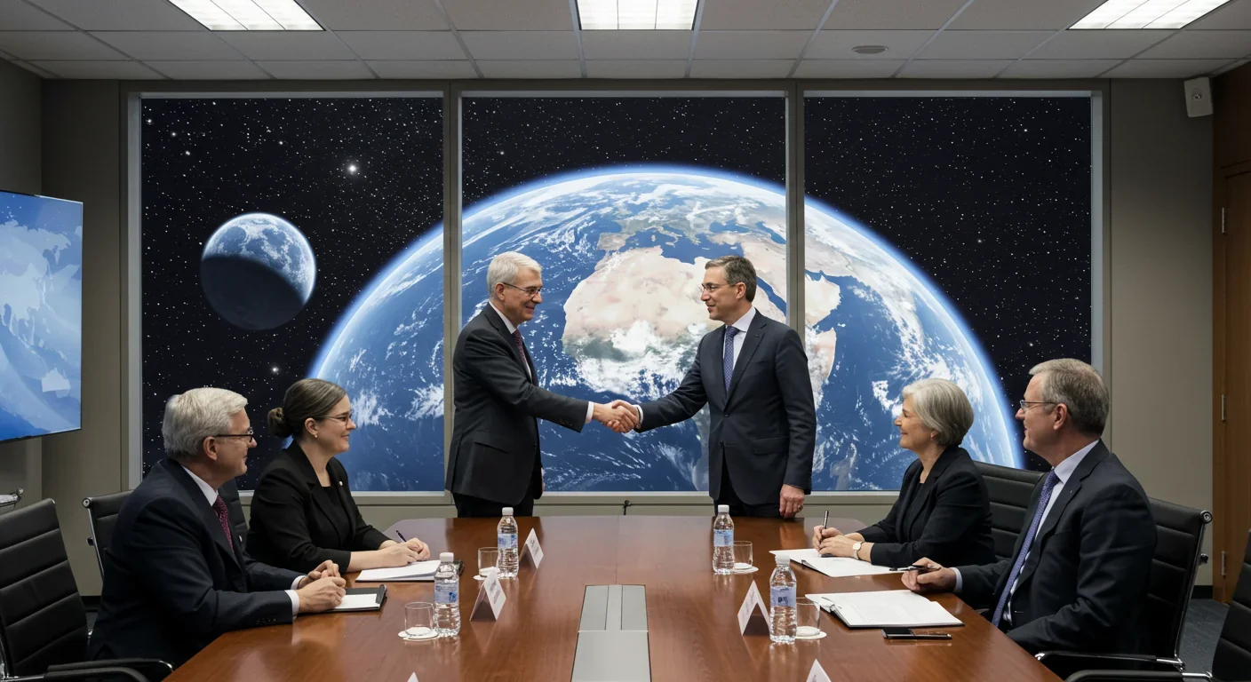 Orbital manufacturing facility at Lagrange point processing asteroid materials