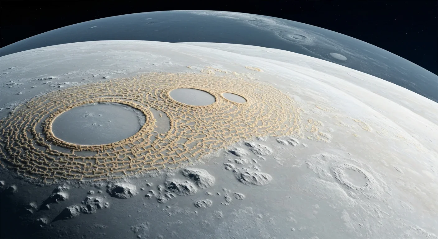 Triton's distinctive frozen surface showing unique geological features