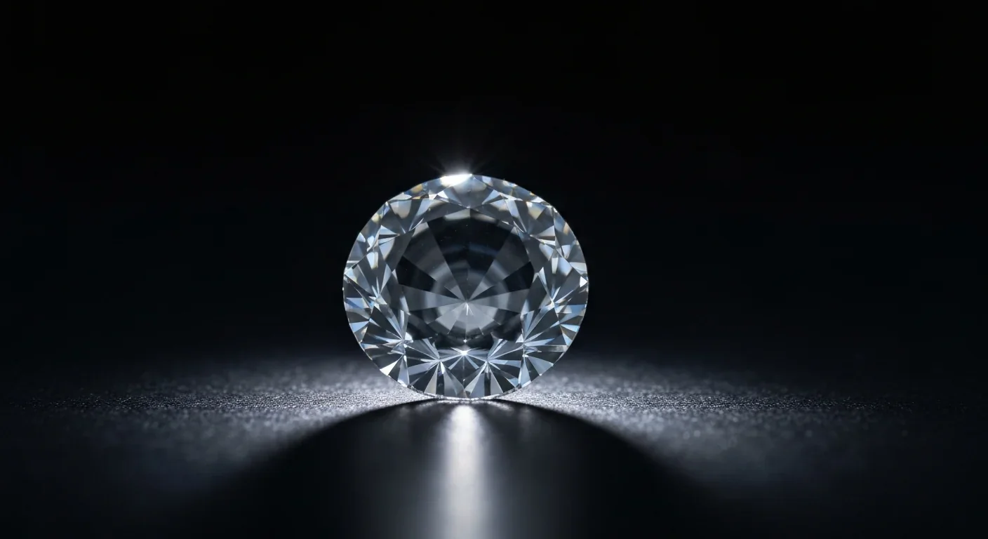 Brilliant cut diamond displaying crystalline carbon structure